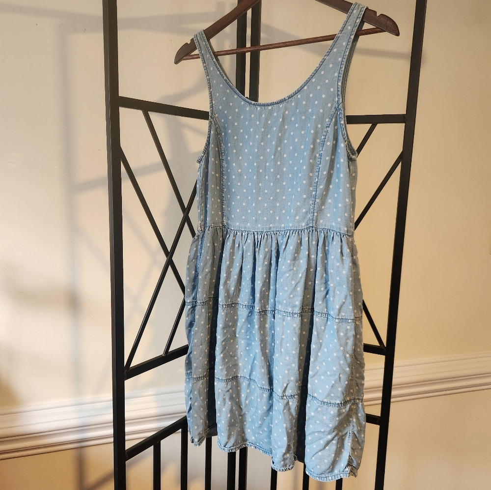 Alya Women's Sz M Denim Polka Dot Dress